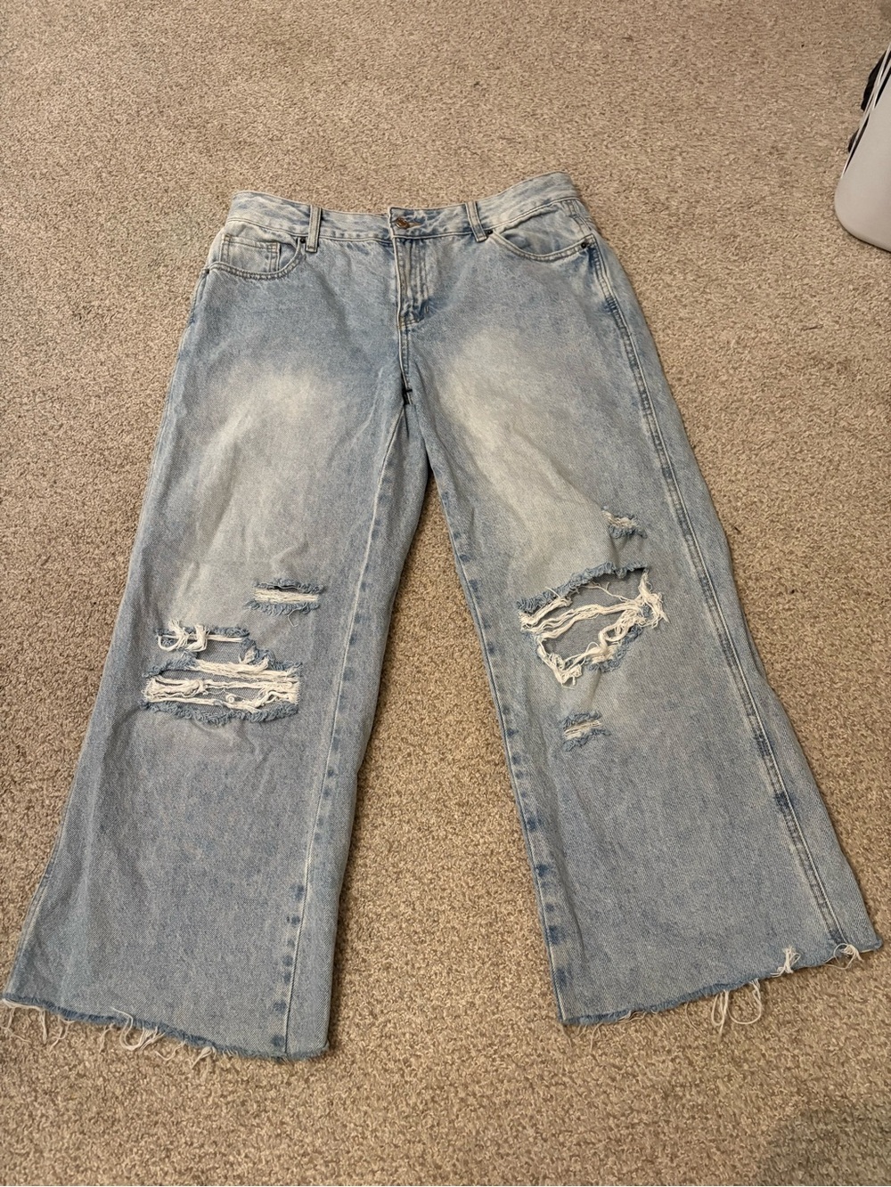 PacSun Light Blue Ripped Wide-Leg Jeans